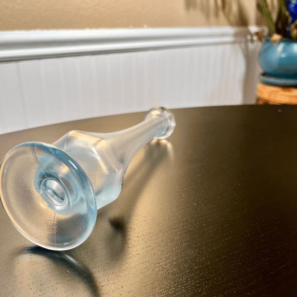 Vintage FENTON 8” Iridescent Velva Iridescent Blue Stretch Glass Footed Bud Vase - Picture 6 of 6